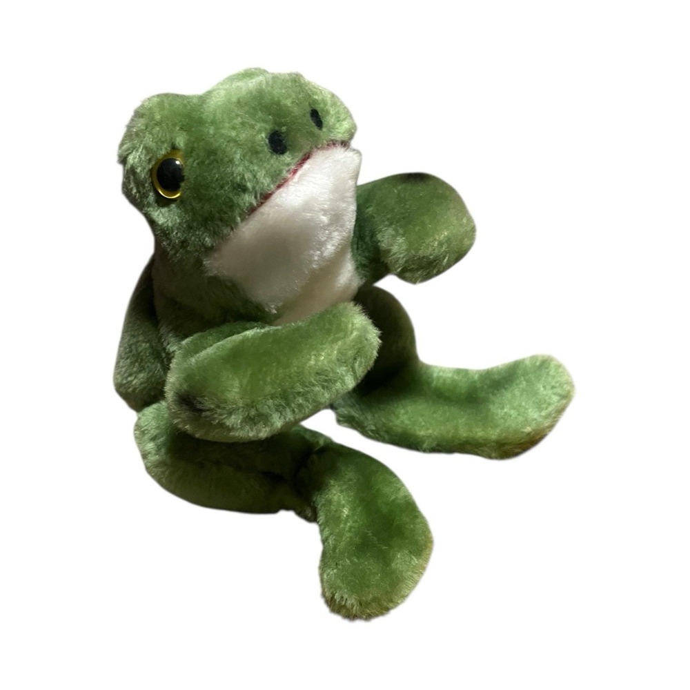 VTG R Dakin 1976 Green Spotted Frog Plush Stuffed Animal 10.5" Product Of Korea - Picture 2 of 7